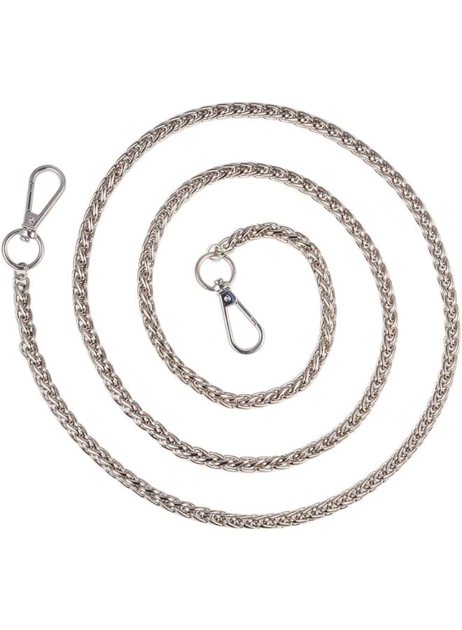 سلسلة حزام حقيبة مصنوعة يدويًا من Elite 1strand، سلاسل حديدية غير ملحومة بمشابك معدنية، 50 بوصة (1.27 م) 7 مم، بلاتينيوم - Image 1