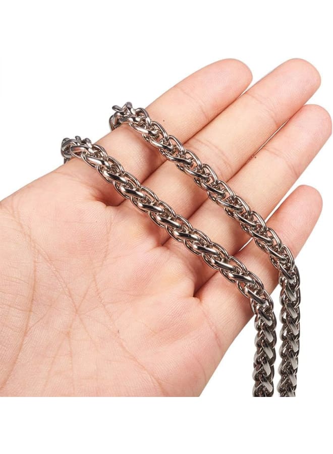 سلسلة حزام حقيبة مصنوعة يدويًا من Elite 1strand، سلاسل حديدية غير ملحومة بمشابك معدنية، 50 بوصة (1.27 م) 7 مم، بلاتينيوم - Image 3