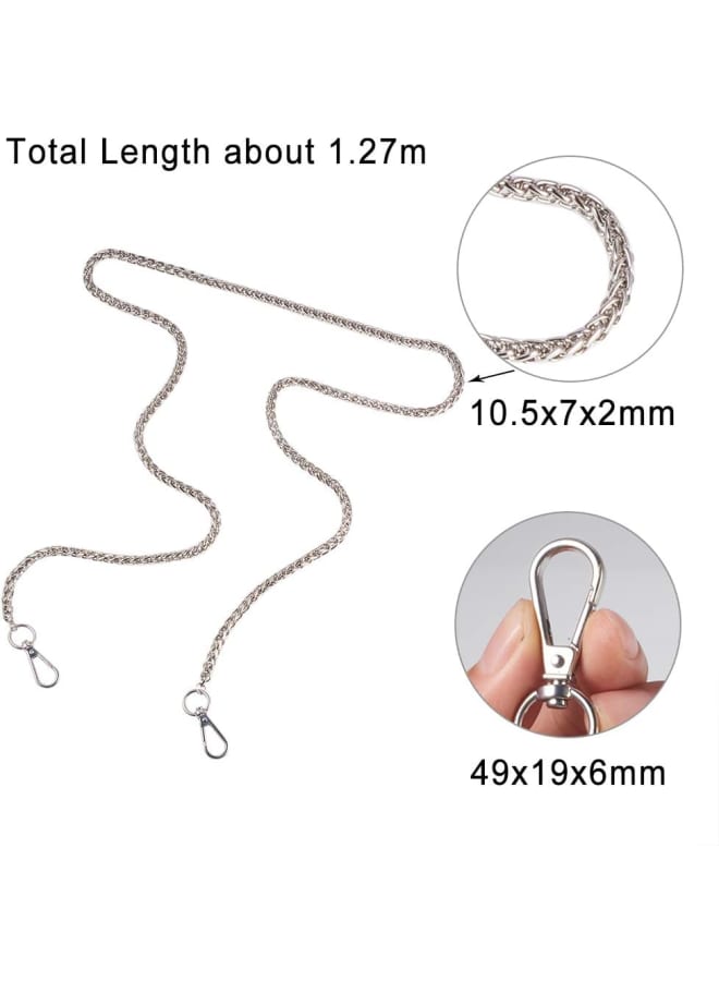 سلسلة حزام حقيبة مصنوعة يدويًا من Elite 1strand، سلاسل حديدية غير ملحومة بمشابك معدنية، 50 بوصة (1.27 م) 7 مم، بلاتينيوم - Image 2