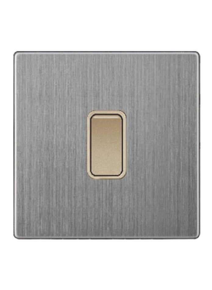 Vmax Small 1 Gang 2 Way Wall Light Switch | Modern Brushed Metal Finish | Durable & Safe Electrical Switch for Home, Office & Commercial Use - Image 1