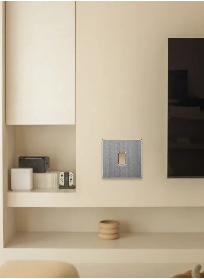 Vmax Small 1 Gang 2 Way Wall Light Switch | Modern Brushed Metal Finish | Durable & Safe Electrical Switch for Home, Office & Commercial Use - Image 4