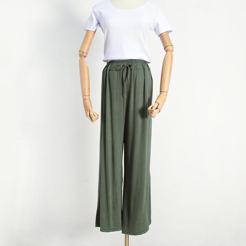 Japanese Plus-Size Casual Loose High-Waist Pants Olive  - Image 1