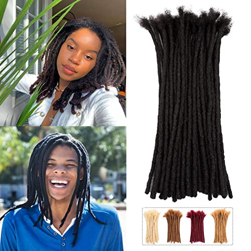 JIAJIA Teresa 16 Inch 70 Strands 100% Human Hair Dreadlock Extensions for Men/Women/Kids 0.8cm Width Full Hand-made Permanent Dread Locs Extensions Human Hair Can Be Dyed,Curled and Bleached,Natural Black - Image 1