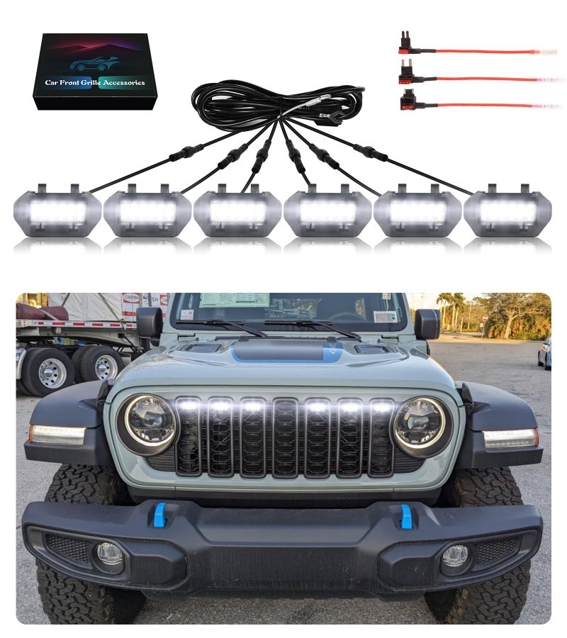 SDPVorn Grill Lights for Jeep Wrangler JL JLU Front Bumper Grille LED Running Marker Lamp Accessories White 20242025 - Image 2