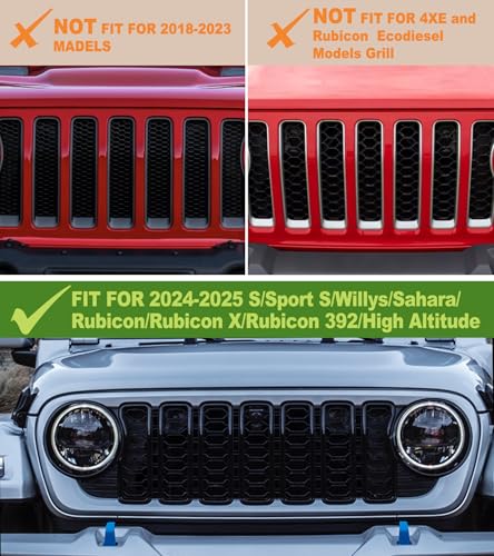 SDPVorn Grill Lights for Jeep Wrangler JL JLU Front Bumper Grille LED Running Marker Lamp Accessories White 20242025 - Image 3