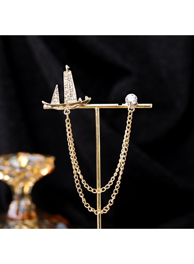 KUYING Retro Fashion Baroque Rhinestone Chain Brooch