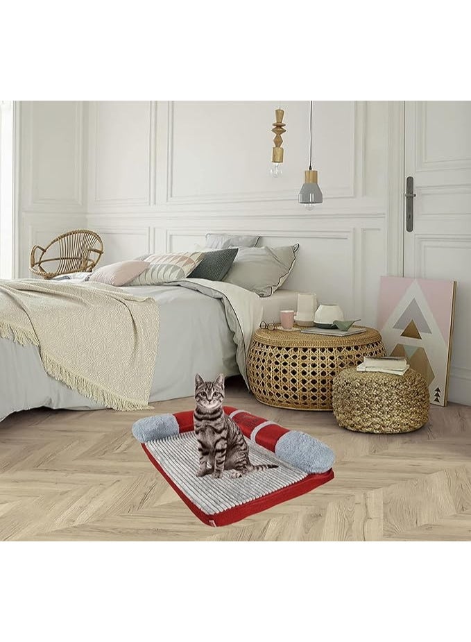 أن ان سي بيتس سرير أريكة للحيوانات الأليفة مع جوانب داعمة، وطبقة من الإسفنج الذكي، وغطاء قابل للإزالة والغسل، وقاعدة مضادة للانزلاق، سرير مريح للحيوانات الأليفة الصغيرة والمتوسطة. 60 سم (أحمر) - Image 3