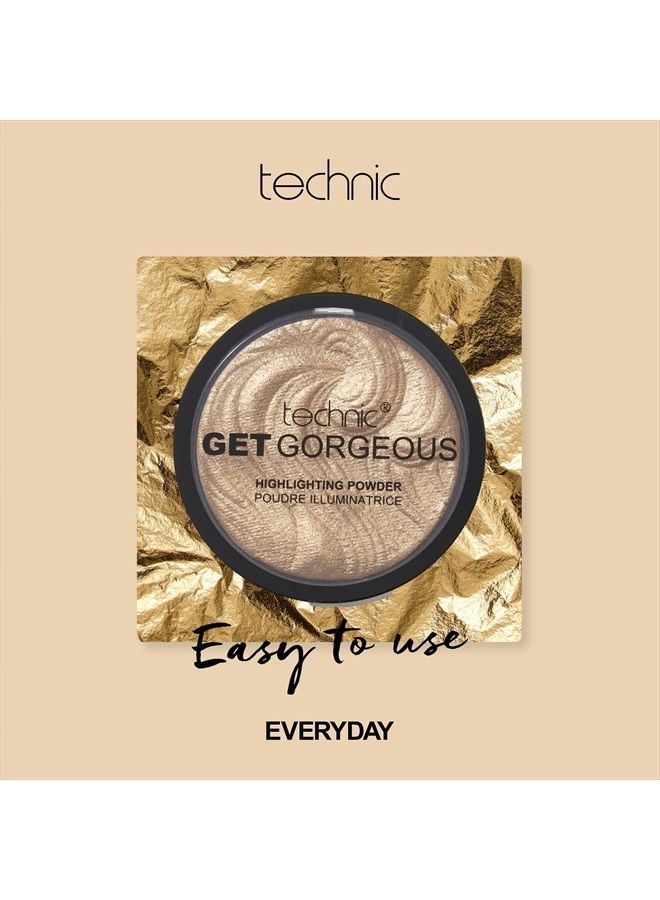 Technic Get Gorgeous Highlighting Powder - Pressed Shimmer Face Makeup Compact for a Golden Glow. Shade: 24CT Gold - Image 4