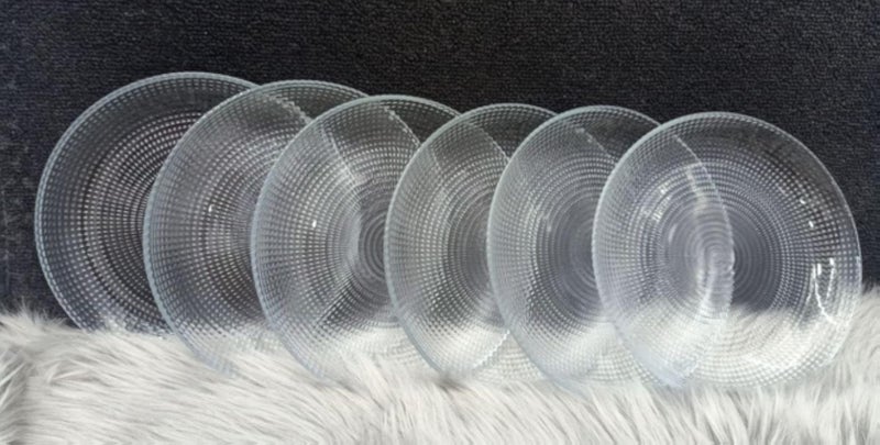 Generic Glass Dinner Plates with Textured Pattern, 19 cm, Set of 6, Clear .flo