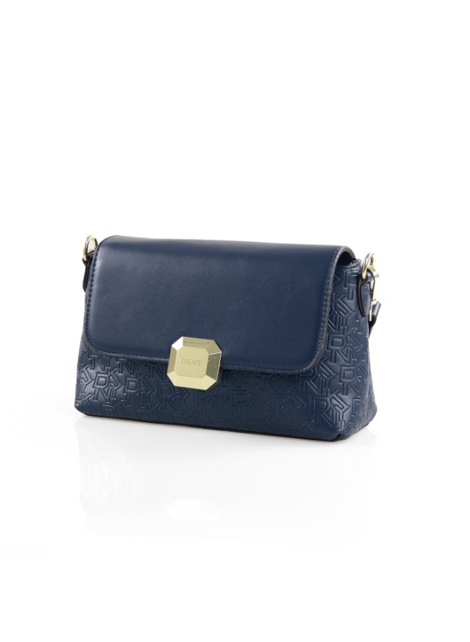 Donna Karan 2026 New Style DKNY Women Flap Underarm bag Baguette Rectangle Baguette Shoulder Bag All Over Embossed Monogram PU Leather Smooth Flap Geometric Gold Logo Lock Vintage Daily Underarm Handbag - Image 5