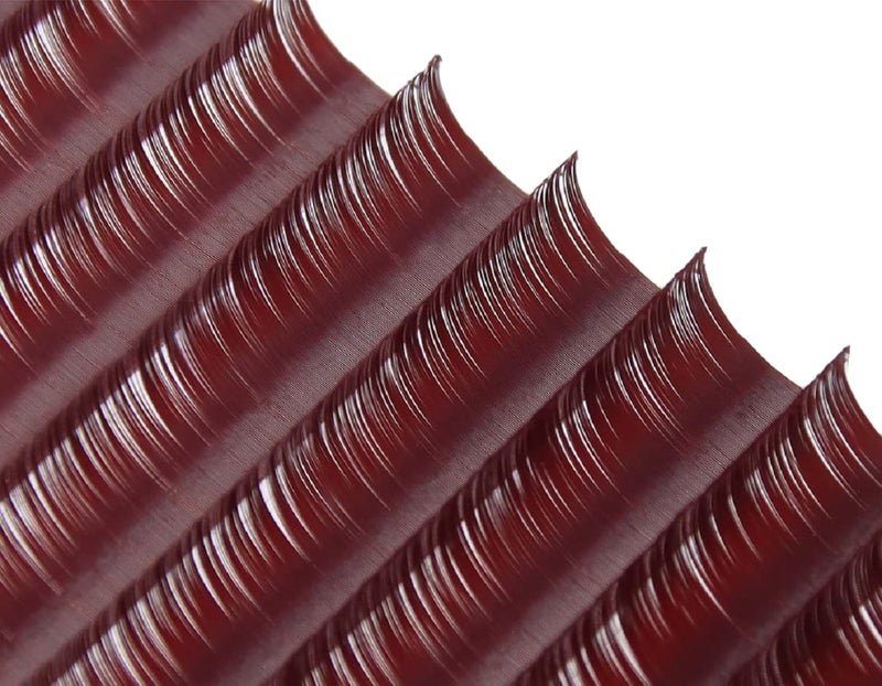 YABINA Colored Lash Extensions D Curl 0.07 Lavender Purple Coffee Cinnamon Different Color Lashes Extension Pop Hot Colorful Classic Single Individual Eyelash Extensions (Wine Red) - Image 1