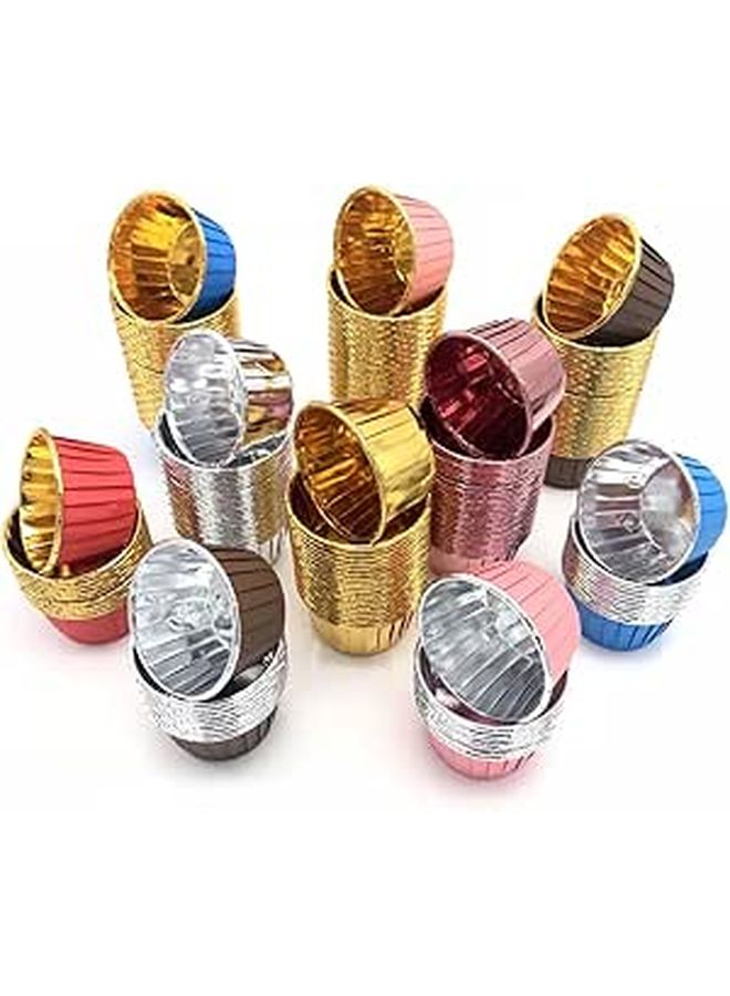 BESTYASH 50 Gold Paper Muffin Cups Heat Resistant Baking Supplies Random Color - Image 1