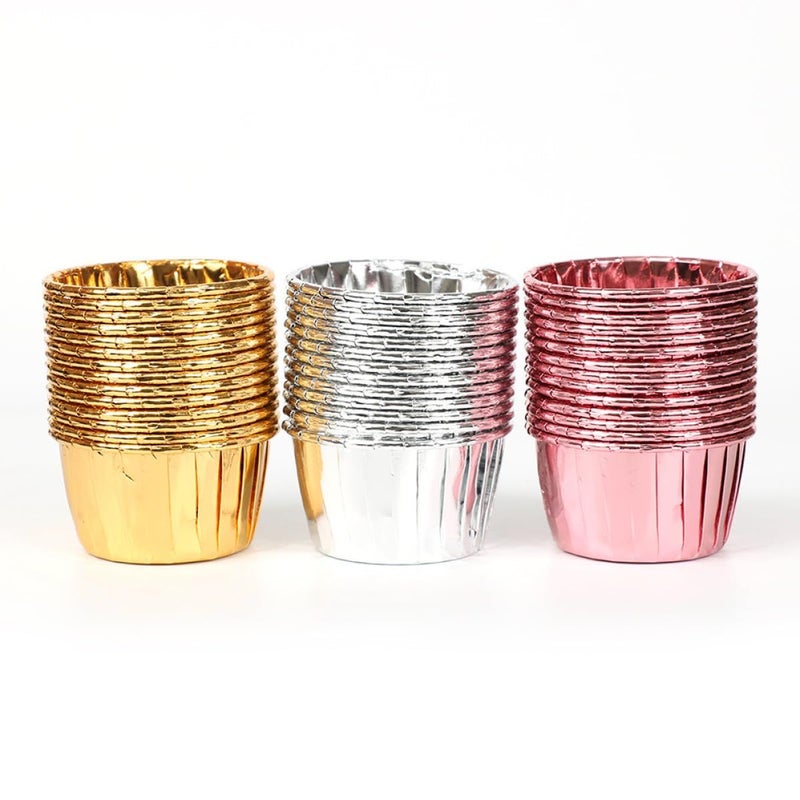 BESTYASH 50 Gold Paper Muffin Cups Heat Resistant Baking Supplies Random Color - Image 4