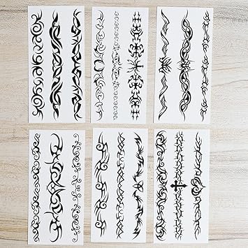 Yesallwas 6 Sheets Black Tribal fake Tattoos for Men Women Arm Temporary Tattoo Mix Tribal Tattoo Body Sticker 9cmX 19cm354X748 inches LXW - Image 3