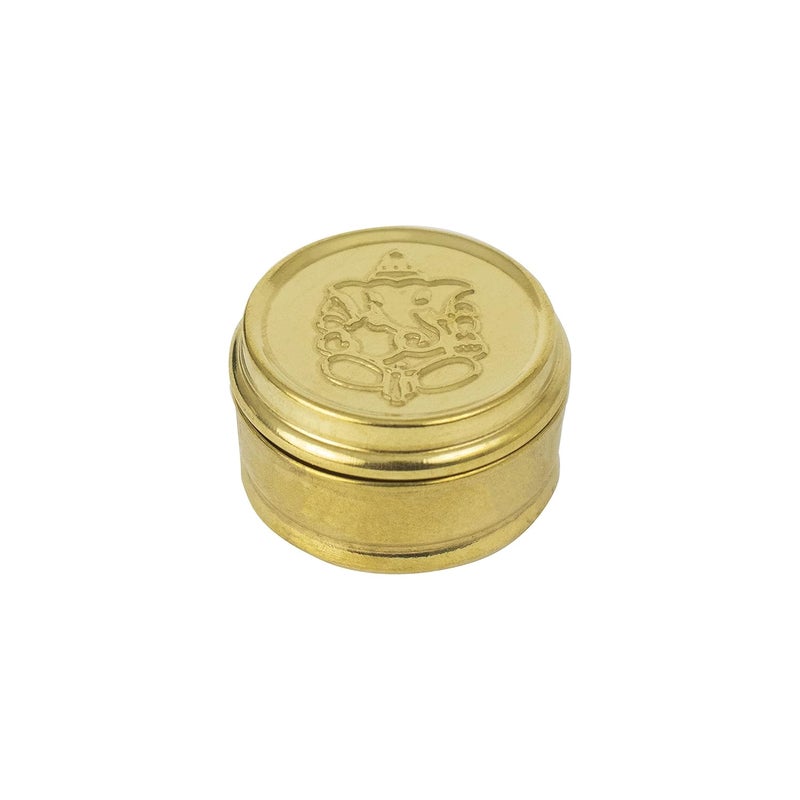 Spillbox Brass Box Pooja | Puja | Roli | Chawal | Chandan | Haldi | Kumkum Puja Box | Sindoor | Turmeric | Dabbi | Dibbi | Dhani | Dani Lid Holder -Small Dabbi pack of 5 - Image 2