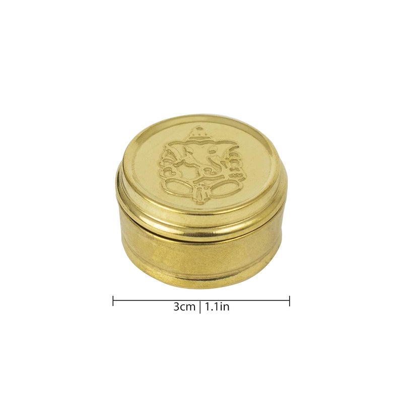 Spillbox Brass Box Pooja | Puja | Roli | Chawal | Chandan | Haldi | Kumkum Puja Box | Sindoor | Turmeric | Dabbi | Dibbi | Dhani | Dani Lid Holder -Small Dabbi pack of 5 - Image 3