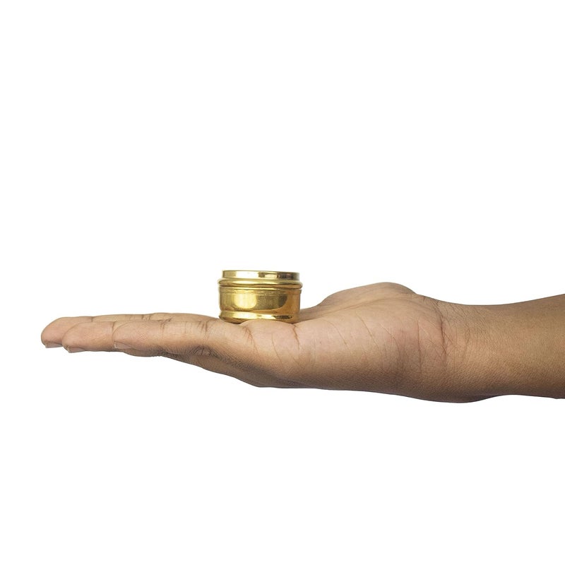 Spillbox Brass Box Pooja | Puja | Roli | Chawal | Chandan | Haldi | Kumkum Puja Box | Sindoor | Turmeric | Dabbi | Dibbi | Dhani | Dani Lid Holder -Small Dabbi pack of 5 - Image 5