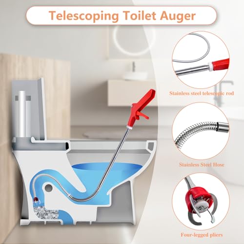 Aozzy Drain Snake Toilet Auger AC Drain Line Cleaning brush Hair Clog Remover Tools Drain opener set for Men/Women Perfect Option Types of clog for Toilet,Kitchen Sink,Bathroom Sewer Various Projects - Image 3