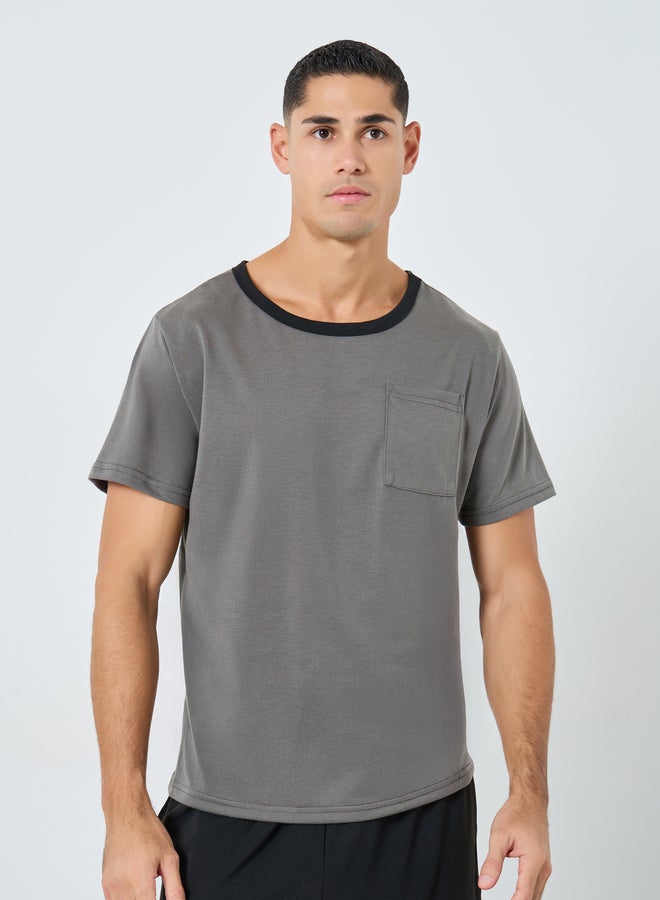 Styli Charcoal Grey Solid T-Shirt and Shorts Pyjama Set - Image 3