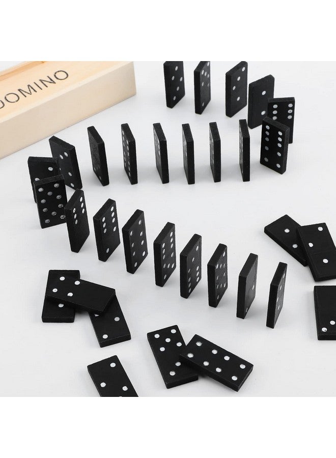 Hungdao طقم دومينو خشبي مصغر 24 قطعة - ألعاب لوحية كلاسيكية مصغرة في صندوق سفر خشبي - ألعاب تعليمية للمراهقين والبالغين مع علبة خشبية بنية - Image 5
