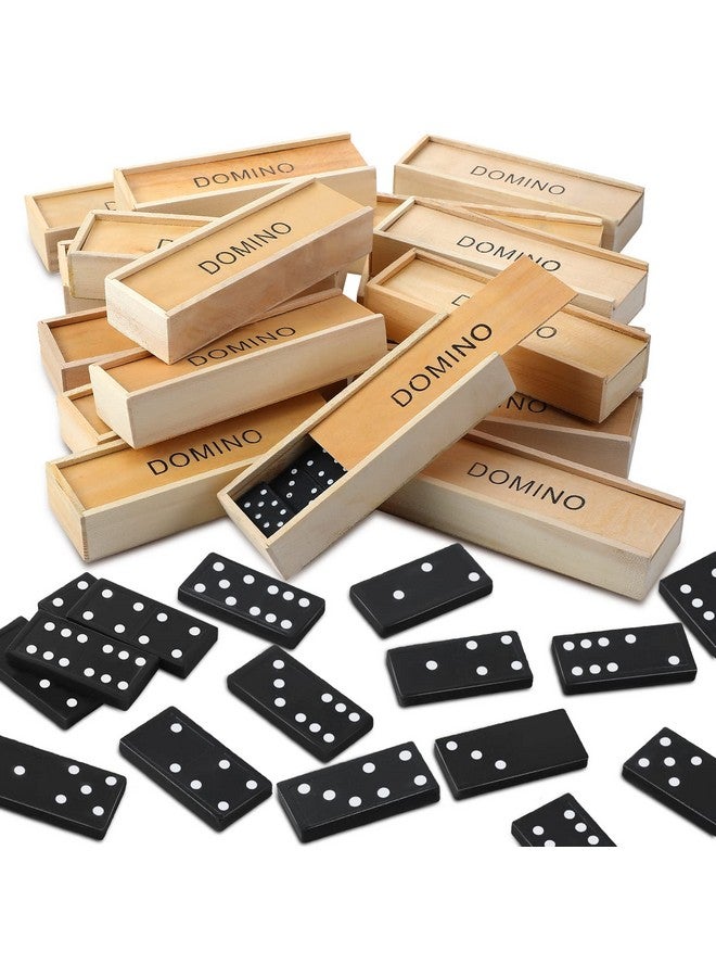 Hungdao طقم دومينو خشبي مصغر 24 قطعة - ألعاب لوحية كلاسيكية مصغرة في صندوق سفر خشبي - ألعاب تعليمية للمراهقين والبالغين مع علبة خشبية بنية - Image 1