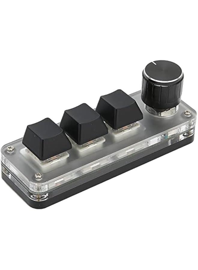 One Handed Macro Mechanical Keyboard, RGB LED Backlit Portable Mini 3 Key Small Keypad with Knob, One Handed Mechanical OSU Keypad for DIY Programming Gaming