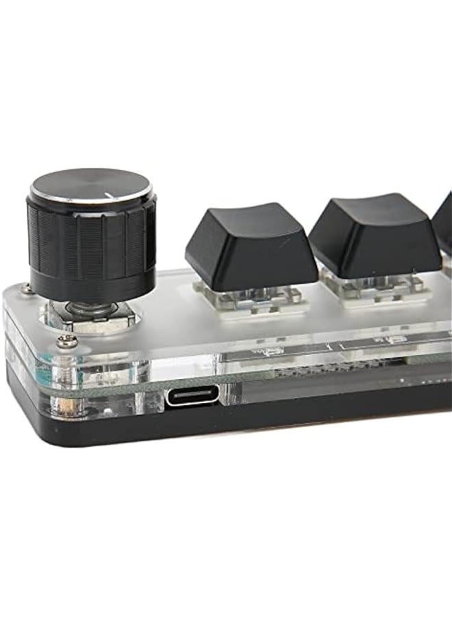 One Handed Macro Mechanical Keyboard, RGB LED Backlit Portable Mini 3 Key Small Keypad with Knob, One Handed Mechanical OSU Keypad for DIY Programming Gaming