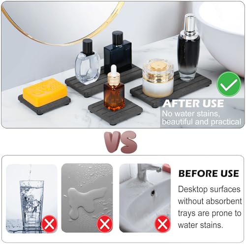 Lyxel 4Pcs Stone Drying Tray For Bathroom Sink And Kitchen Counter  Fast Drying Diatomite Stone Sink Tray  Stone Soap Tray  Diatomaceous Coaster  Vanity Tray  Water Absorbing Stone Tray For Sink - Image 5