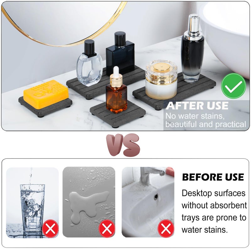 Lyxel 4Pcs Stone Drying Tray For Bathroom Sink And Kitchen Counter  Fast Drying Diatomite Stone Sink Tray  Stone Soap Tray  Diatomaceous Coaster  Vanity Tray  Water Absorbing Stone Tray For Sink - Image 2