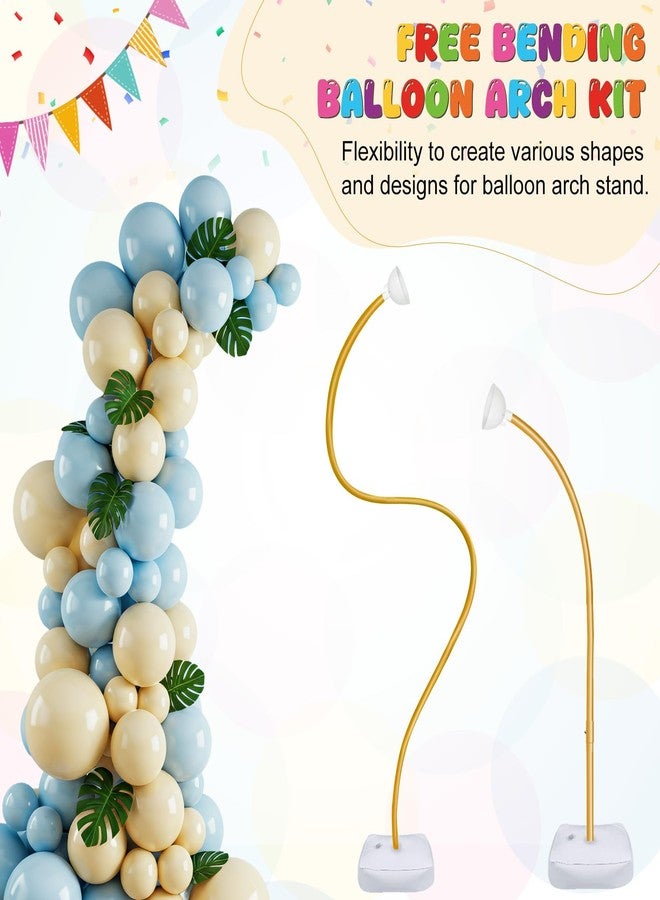 OurWarm Balloon Arch Kit with LED Lights, 9.35FT & 6FT Free Bending Half Balloon Arch Stand with Base, Gold Backdrop Stand for Wedding Birthday Party Baby Shower Yard Lawn Graduation Decorations - Image 5
