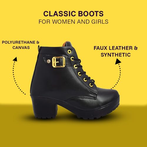 KRAFTER Women's & Girl's Classic Winter Boot Black-Black-1-40 - Image 2