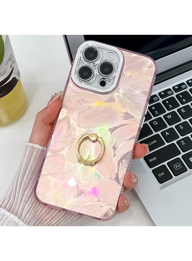 S-TOP Case For iPhone 16 Pro Plating Glitter Texture Ring Holder TPU Phone Case with Lens Film - Image 1
