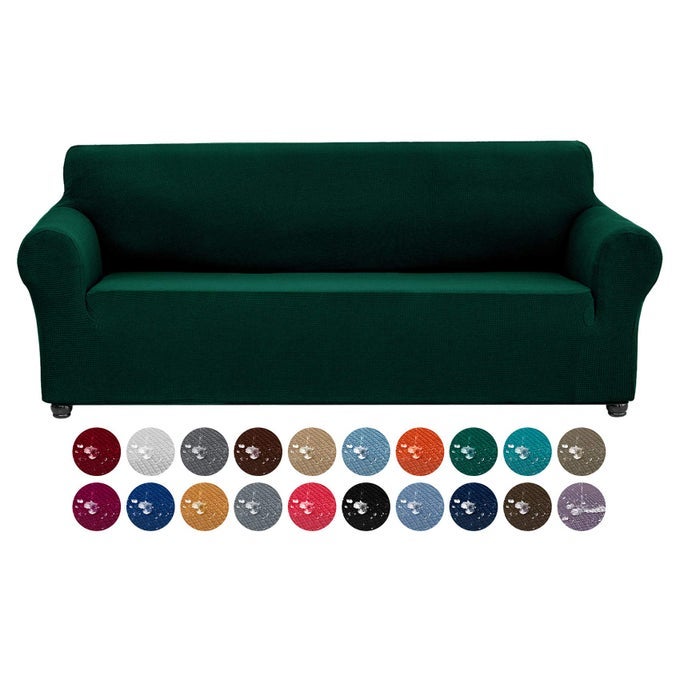 Christmas Stretch Couch Cover Slipcovers 1Piece Sofa Covers for 3 Cushion Couch Spandex Jacquard Washable Furniture Protector Cover for Living RoomKidsPetsSofaHunter