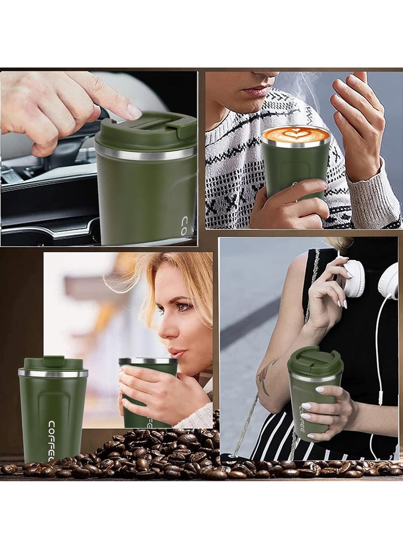 كوب حراري للقهوة معزول و مصنوع من الستانلس ستيل سعة 380 مل أخضر - Image 4