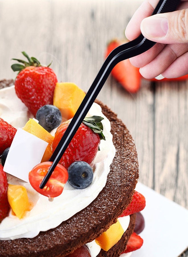 Hanayo 5 Pcs Food Tongs 16cm Kitchen Tweezers Stainless Steel Korean and Japanese Style Barbecue Tweezer Professional Cooking Tweezers for Grilling Cooking Serving Positioning Dessert Decoration(Black) - Image 5