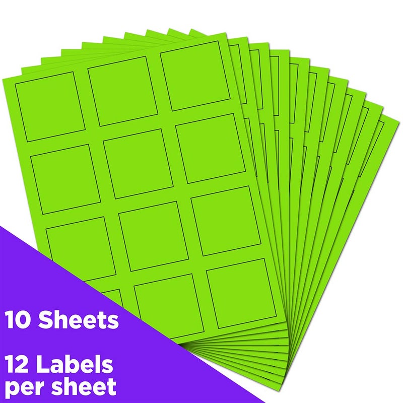 JAM PAPER Product & Container Labels - Square - 2 x 2 - Neon Green - 120/Pack - Image 2