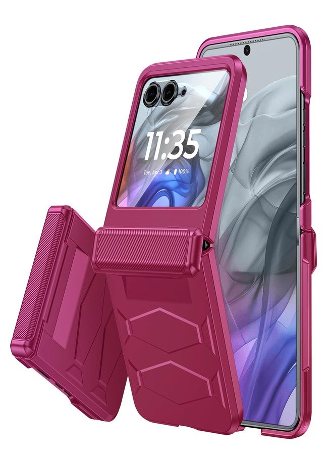 جراب Vizvera لهاتف Motorola Razr 2024 مع غطاء مفصلي، واقي شاشة مدمج، مقاوم للصدمات، غطاء شامل للهاتف الذكي، شحن لاسلكي لهاتف Motorola Razr 2024/Razr 2025 (أرجواني) - Image 1
