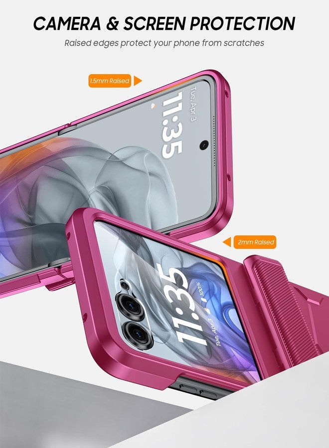 جراب Vizvera لهاتف Motorola Razr 2024 مع غطاء مفصلي، واقي شاشة مدمج، مقاوم للصدمات، غطاء شامل للهاتف الذكي، شحن لاسلكي لهاتف Motorola Razr 2024/Razr 2025 (أرجواني) - Image 5