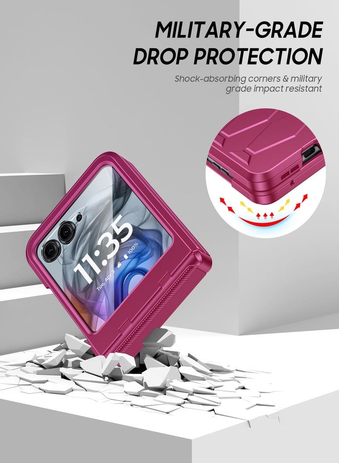 جراب Vizvera لهاتف Motorola Razr 2024 مع غطاء مفصلي، واقي شاشة مدمج، مقاوم للصدمات، غطاء شامل للهاتف الذكي، شحن لاسلكي لهاتف Motorola Razr 2024/Razr 2025 (أرجواني) - Image 4