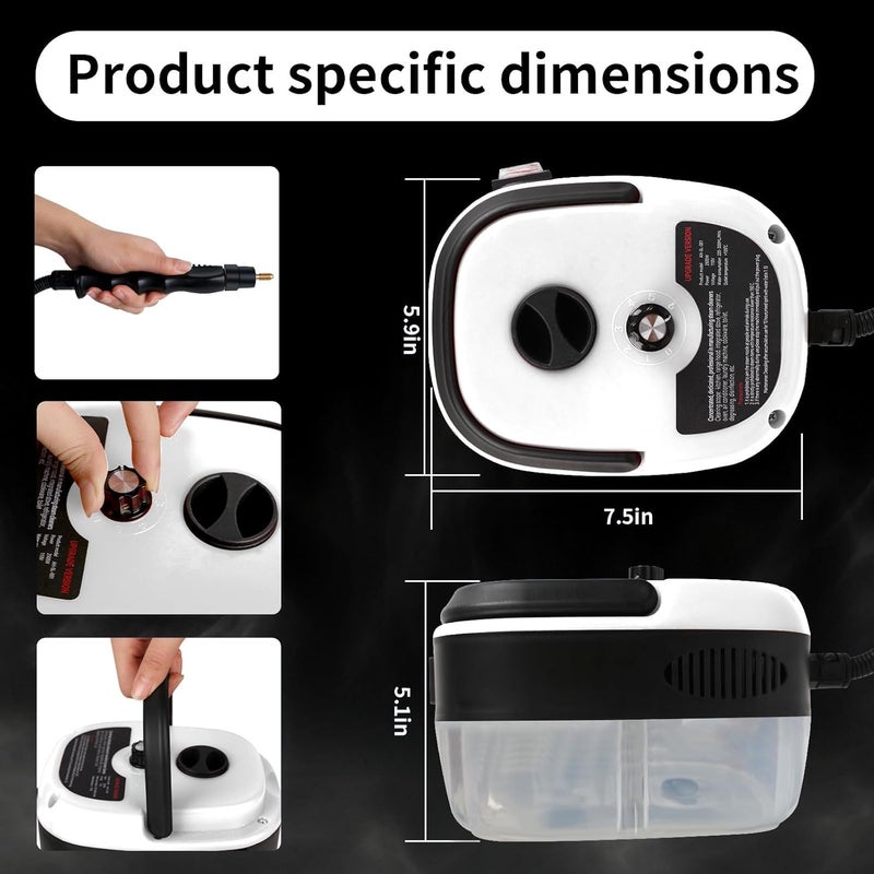 KASTWAVE Steam Cleaner, 2500W Handheld High Pressure Steam Cleaner with 3 Brush Heads, Portable Steam Cleaner for Home, Furniture, Kitchen, Bathroom and Car Detailing - Image 5