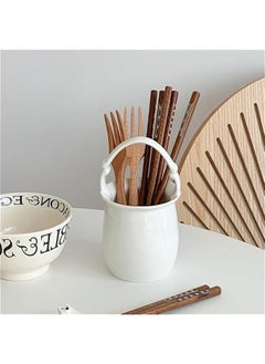 Generic Ceramic Utensil Holder, 1pce Kitchen Utensil Holder White Ceramic Makeup Storage Organizer Desk Pencil Holder Standing Makeup Brush Holder Coffee Spoon Holder For Kitchen Counter-Flower Shape  - Image 5