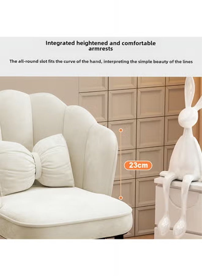 كرسي مكياج مع وسادة وأرجل معدنية سوداء، كرسي بتصميم أنيق علي شكل بتلات الزهور لغرفة المعيشة وغرفة الطعام وغرفة الملابس وغرفة النوم والمكتب - بيج - Image 5