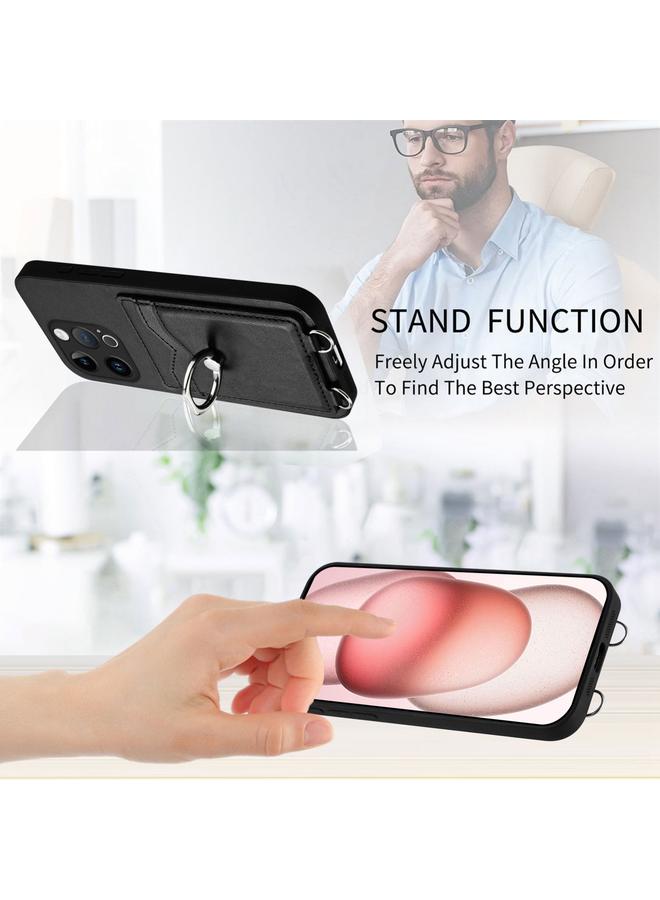 اس-توب جراب لهاتف iPhone 15 Pro R20 مع حامل بطاقات على شكل حلقة - Image 4