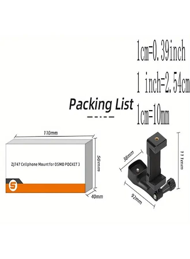 حامل الهاتف الأمامي الأسود حامل ثلاثي القبضة قابل للتوسيع لحامل Osmo Pocket 3 - Image 4