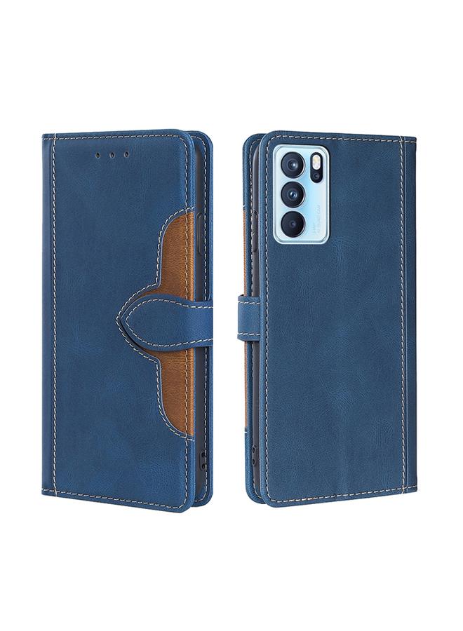 اس-توب جراب هاتف OPPO Reno6 Pro مصنوع من الجلد بمشبك مغناطيسي وقبعة من القش - Image 1