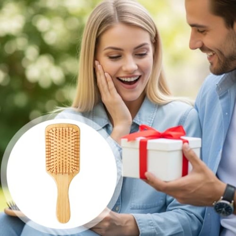 10 Pack Bamboo Hair Brushes, Natural Wooden Paddle Brush with Round-Tipped Bristles for Scalp Massage, Anti-Static Detangling and Hair Growth, Gentle for Women Men 9.84" x 3.4" - Image 4