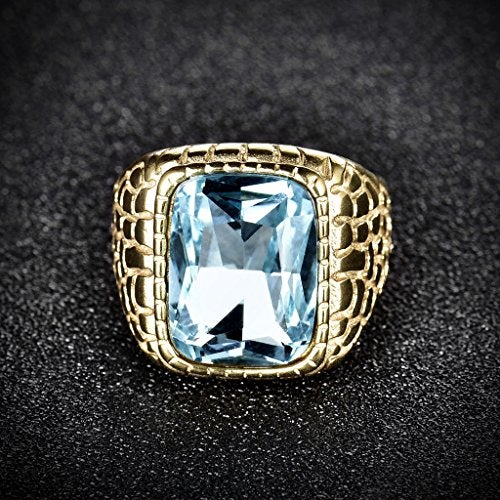MASOP Unique Male Titanium Steel Ring Blue Cubic Zirconia Man Fashion Party Wedding Jewelry Size 11 - Image 3