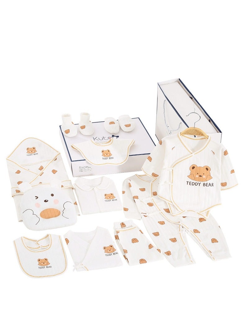 MIXDE Newborn Baby Gifts Set, Newborns Layette Gift for Girl Boys, Infant Essential Clothes Accessories, Premium Cotton Babies' Pant and Top Sets, with Beautifully Suitcase and Prints