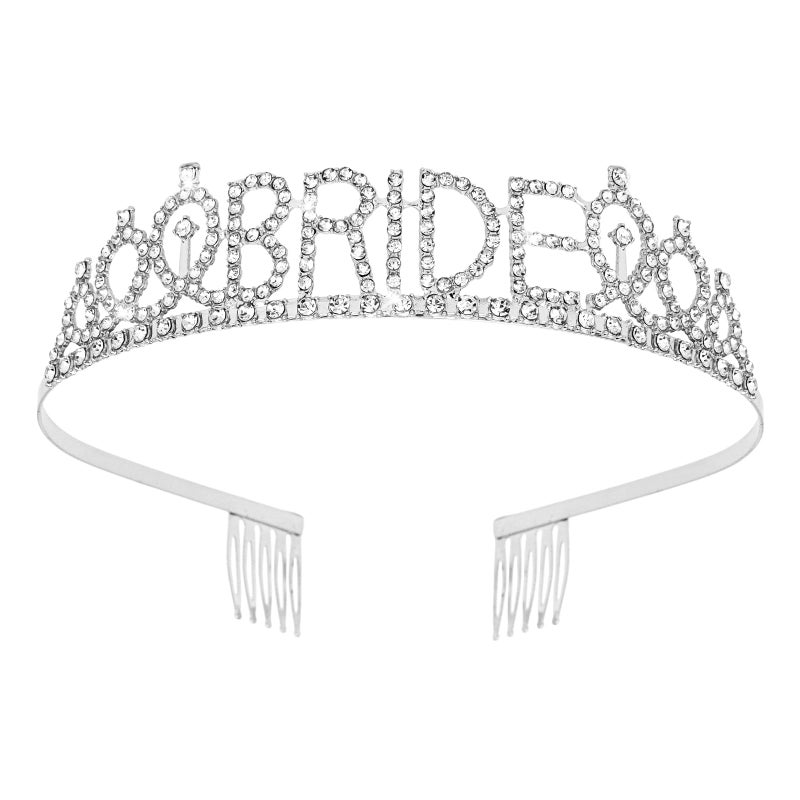 BAHABY Bachelorette Party Decorations, Wedding Tiaras for Bride, Silver Tiara, Bridal Shower Decorations, Bachelorette Party Favors, Bachelorette Gifts for Bride - Image 1