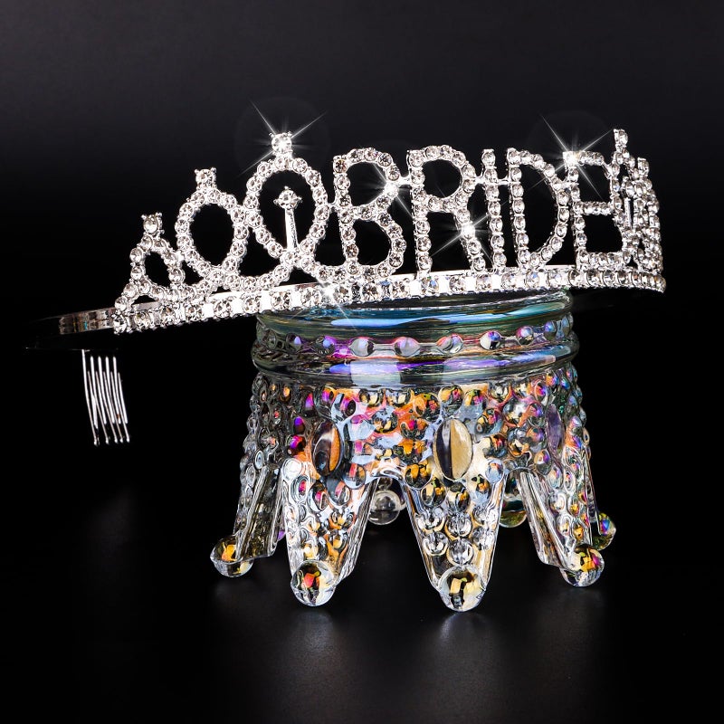 BAHABY Bachelorette Party Decorations, Wedding Tiaras for Bride, Silver Tiara, Bridal Shower Decorations, Bachelorette Party Favors, Bachelorette Gifts for Bride - Image 2
